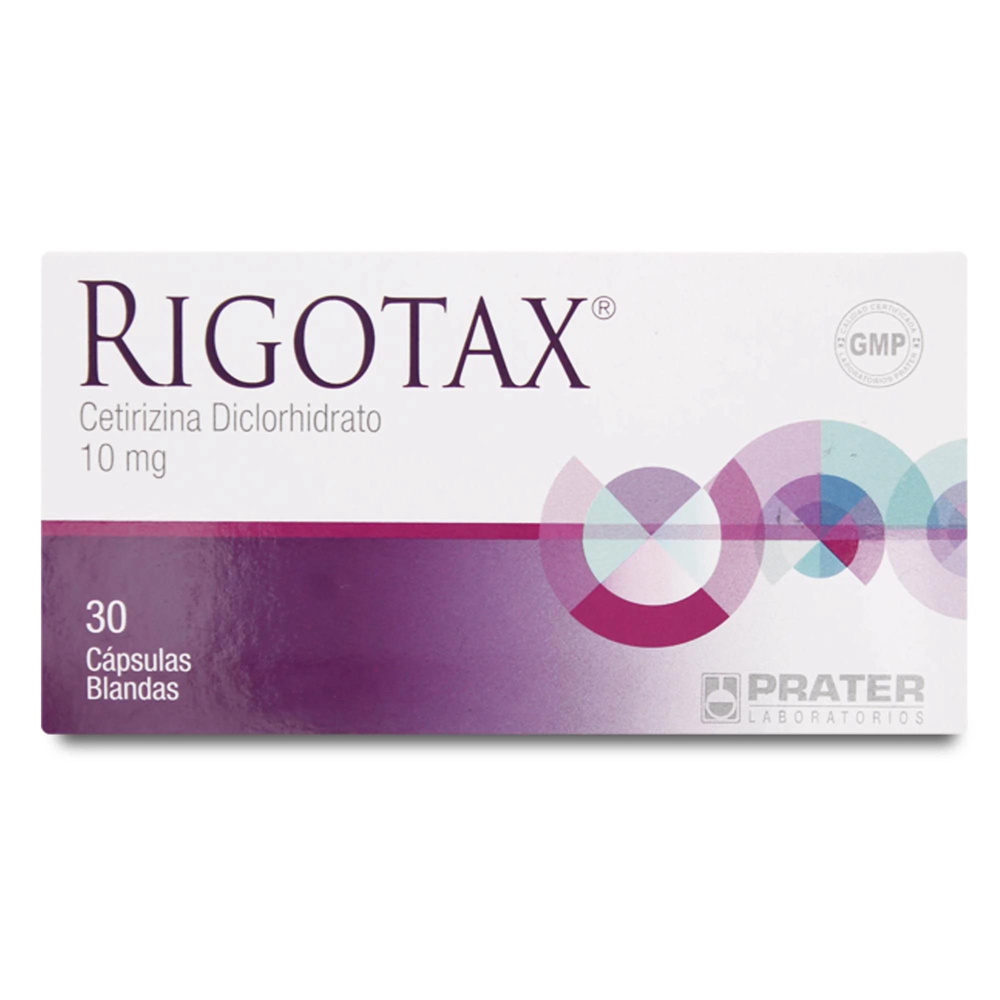 Rigotax Cetirizina 10 mg x 30 Cápsulas Blandas