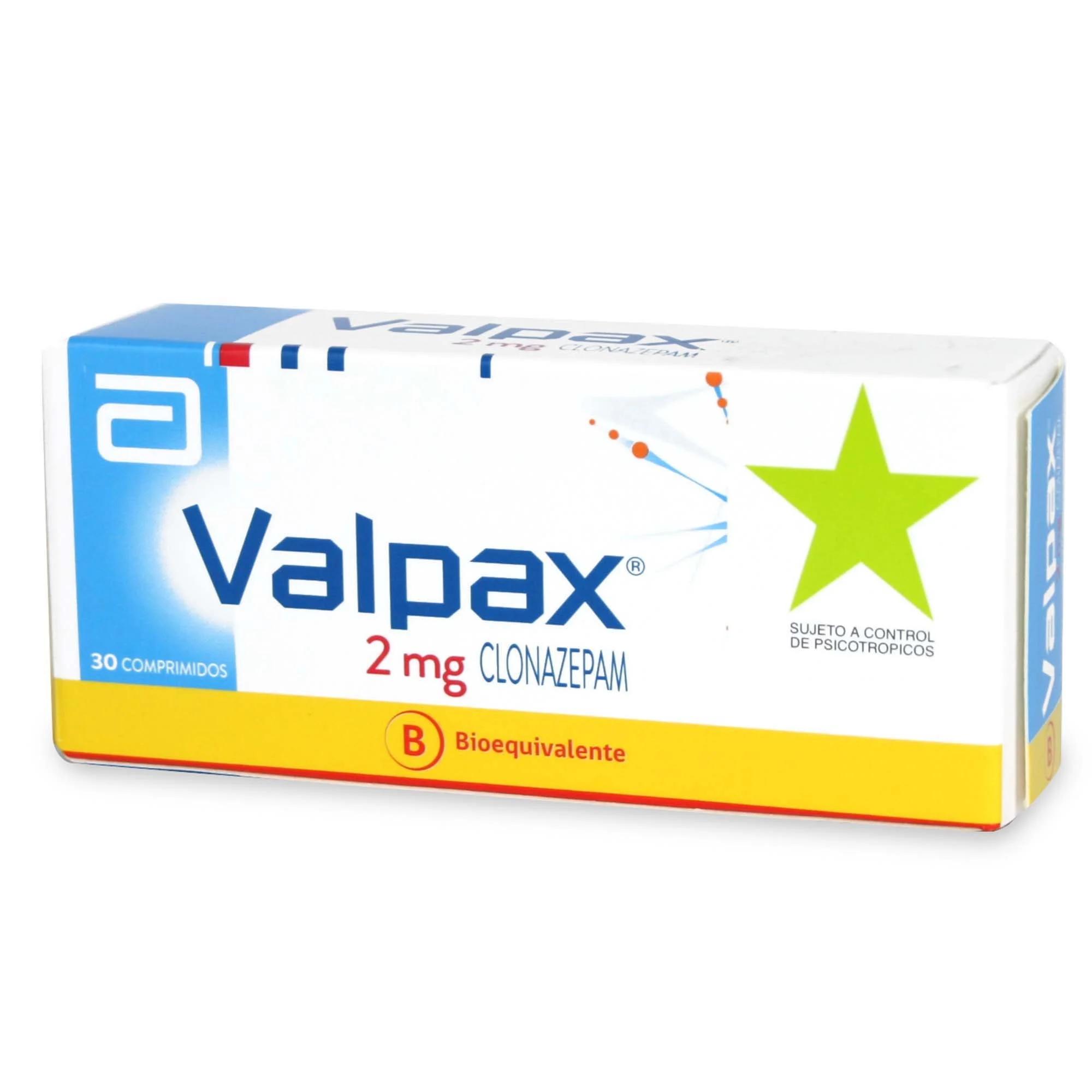 Valpax Clonazepam 2 mg 30 Comprimidos