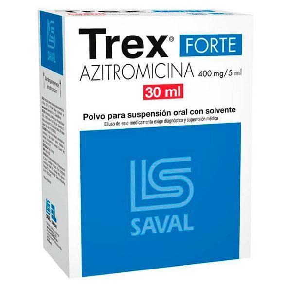 Trex Forte Azitromicina 400 mg / 5 mL Suspensión Oral con Solvente 30 mL