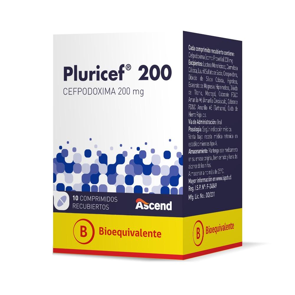 Pluricef Cefpodoxima Proxetilo 200 mg 10 Comprimidos Recubiertos