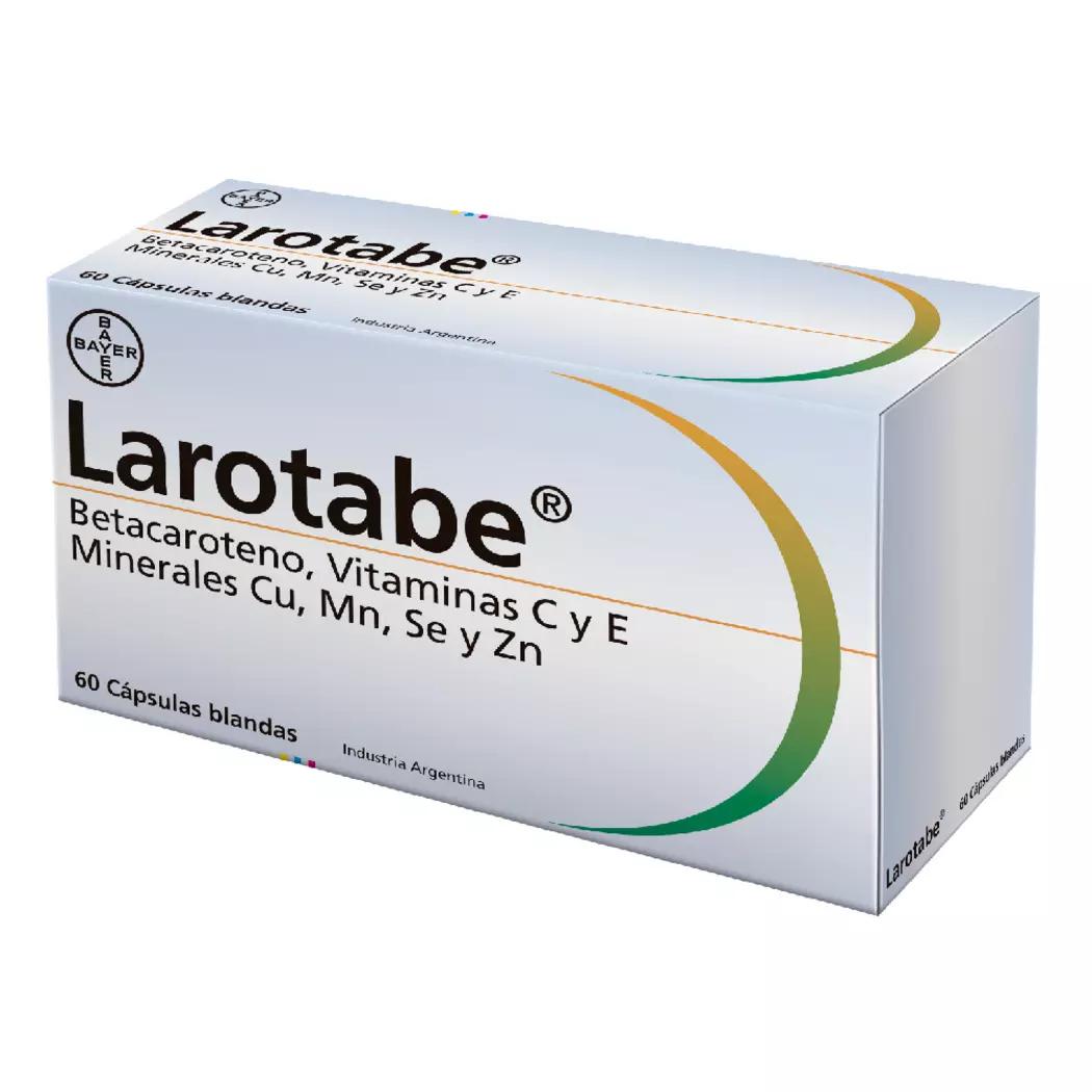 Larotabe Betacaroteno, Vitaminas C y E Minerales Cu, Mn, Se y Zn 60 Cápsulas Blandas