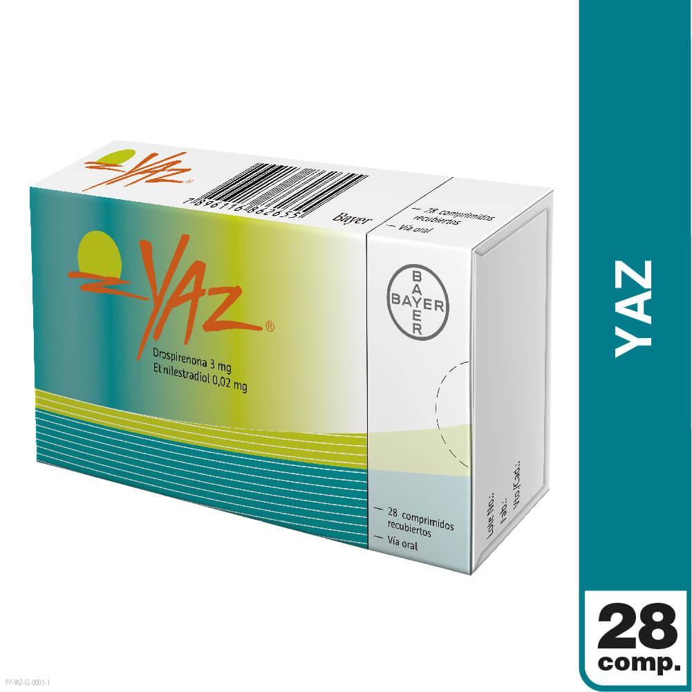 Yaz Drospirenona 3 mg Etinilestradiol 0,02 mg 28 Comprimidos Recubiertos